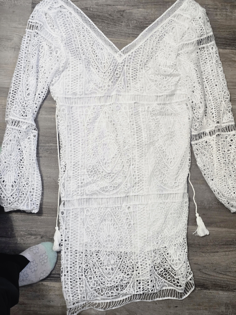 Women's White Crochet Swim Cover-Up Dress